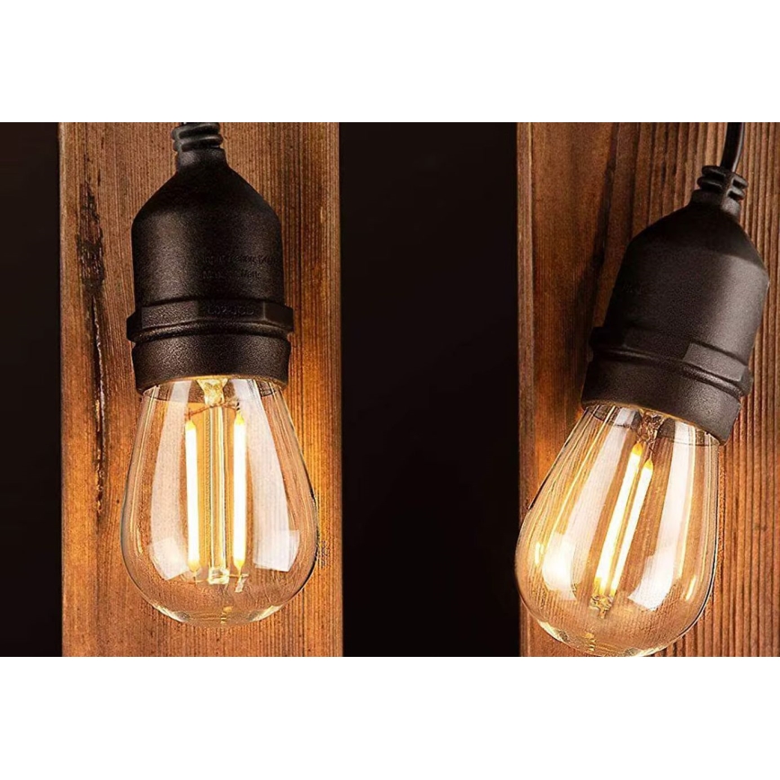 LED Āra dekoratīvais virtene 20xE27/1W/230V 20 m IP65 melns