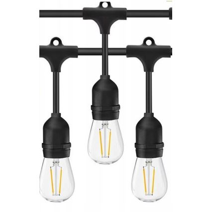 LED Āra dekoratīvais virtene 20xE27/1W/230V 20 m IP65 melns