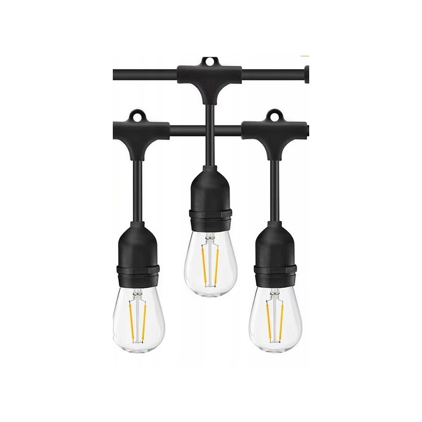 LED Āra dekoratīvais virtene 20xE27/1W/230V 20 m IP65 melns