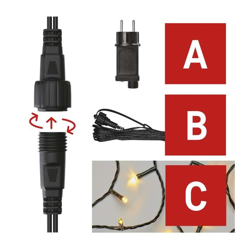 LED  āra gaismas virtene 100xLED/15m IP44 silti balta