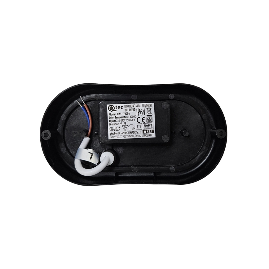 LED āra griestu gaismeklis LED/8W/230V 4200K IP64 melna