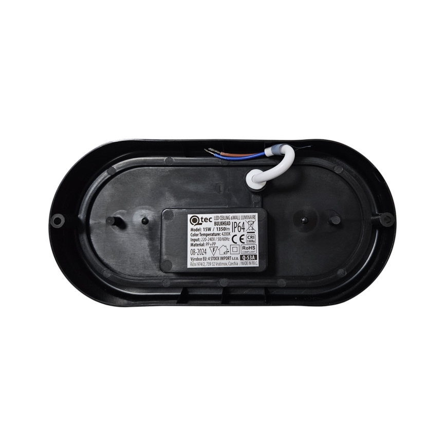 LED Āra griestu lampa LED/15W/230V 4200K 20x9,8 cm IP64 melna