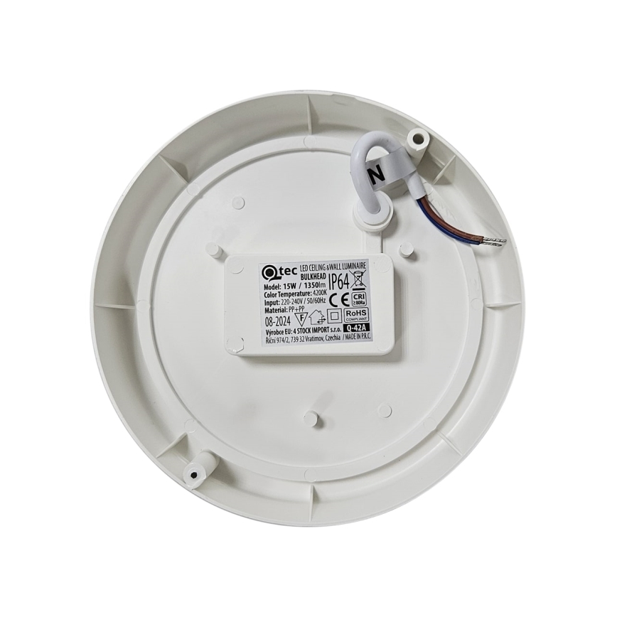 LED Āra griestu lampa LED/15W/230V 4200K d. 15,5 cm IP64 balta