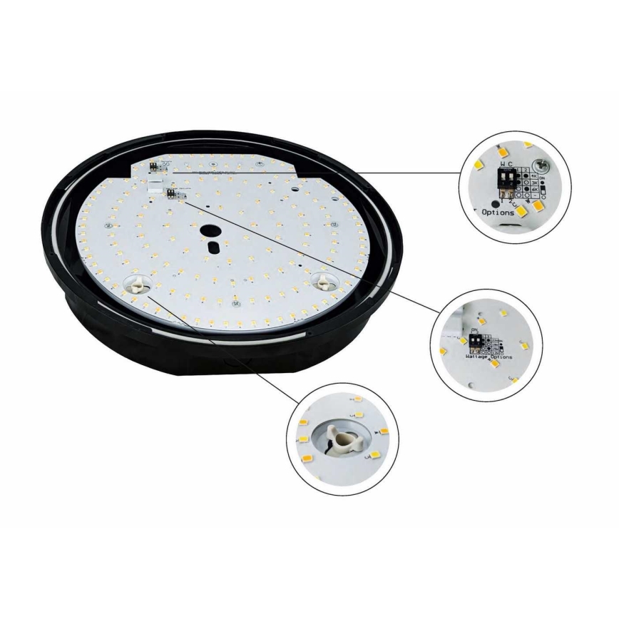 LED Aptumšojama āra griestu lampa STROPY LED/12/15/18/22W/230V 3000/4000/6000K IP65 melna