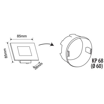 LED Āra kāpņu telpas apgaismojums DECENTLY LED/2,5W/230V 4000K, IP44, melna