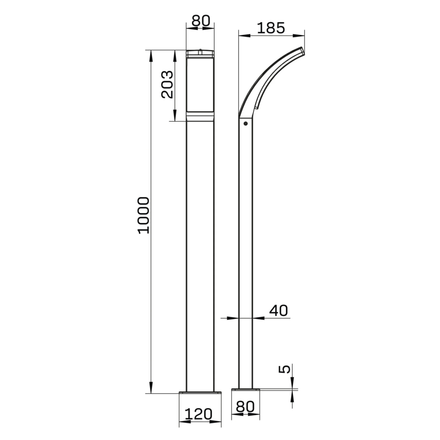 LED Āra lampa AMY LED/12W/230V 100 cm IP44 melna