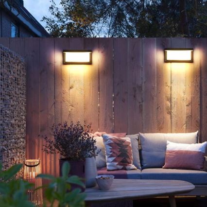 LED Āra sienas lampa ar spuldze ar krēslas sensoru NEELY 1xE27/9W/230V IP54 antracīta