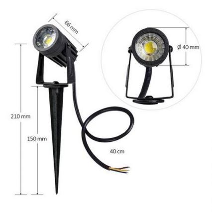 LED Āra lampa LED/3W/230V 4000K IP67 melna