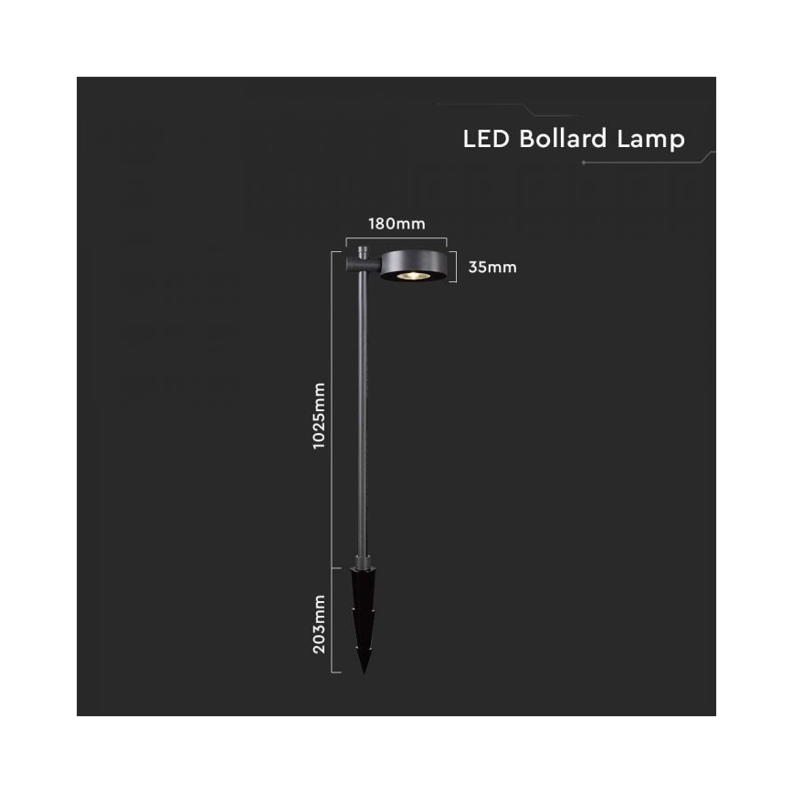 LED āra lampa LED/7W/230V 3000K IP65 melna 102 cm