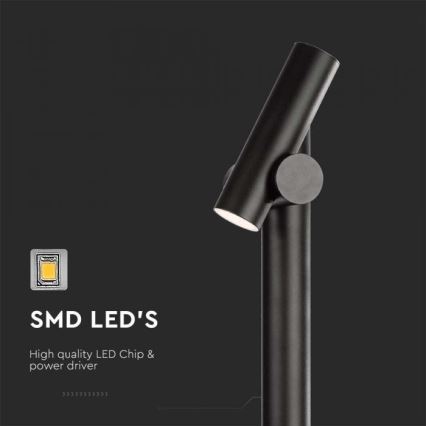 LED Āra locāma lampa LED/4W/230V 3000K IP44 100 cm melna