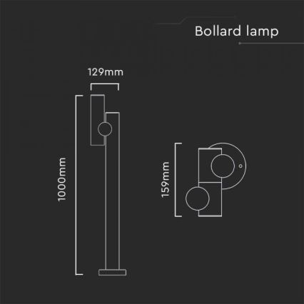 LED Āra locāma lampa LED/4W/230V 3000K IP44 100 cm melna