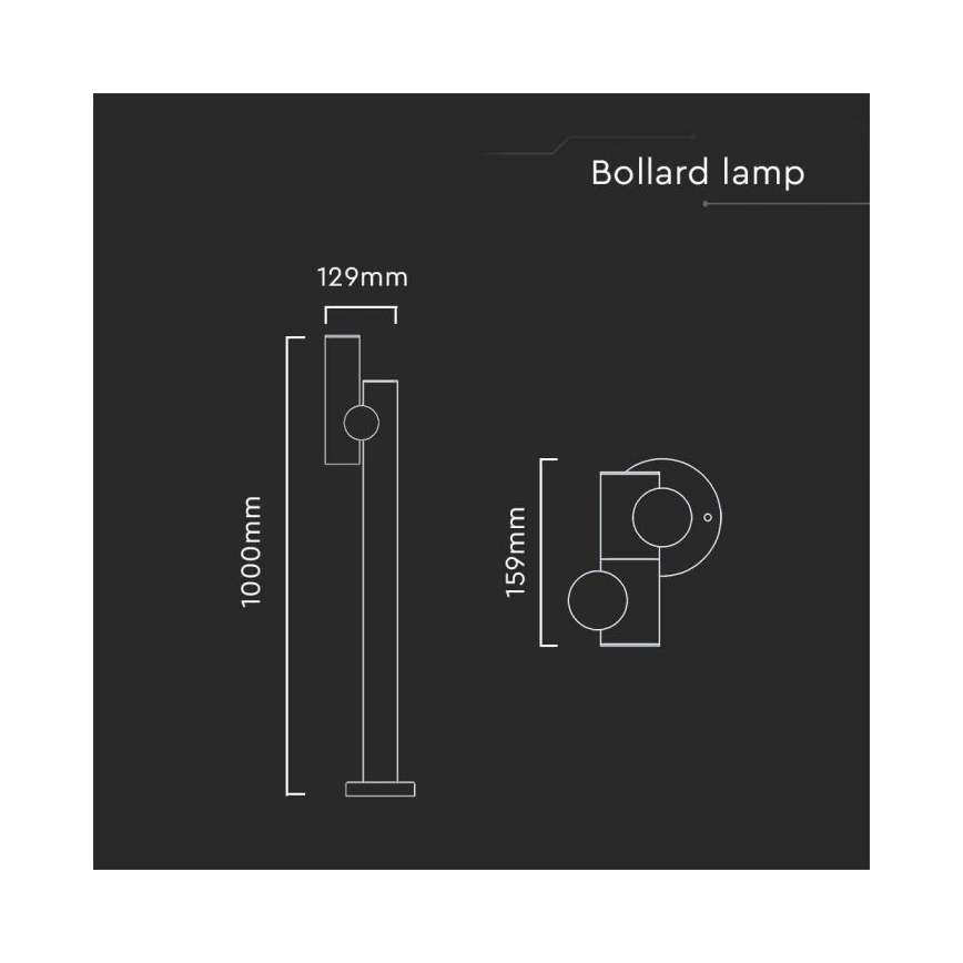 LED Āra locāma lampa LED/4W/230V 4000K IP44 100 cm melna