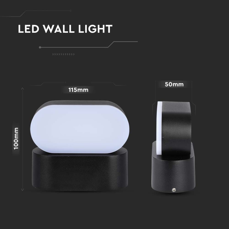 LED Āra pielāgojama sienas lampa LED/5W/230V 3000K IP65 melna