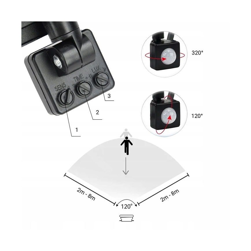 LED Āra prožektors ar sensoru LED/30W/230V 4000K IP65 melna