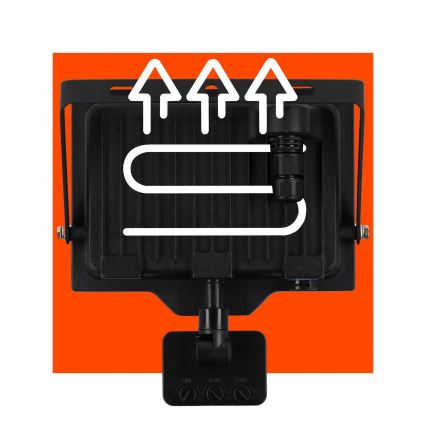 LED āra prožektors ar sensoru LED/50W/230V 4500K IP65 melns