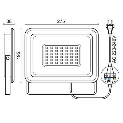 LED Āra prožektors LED/100W/230V 4000K IP65 melna
