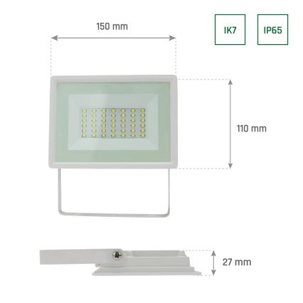 LED Āra prožektors NOCTIS LUX 3 LED/30W/230V 3000K IP65 balta