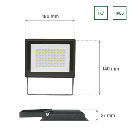 LED Āra prožektors NOCTIS LUX 3 LED/50W/230V 6000K IP65, melna