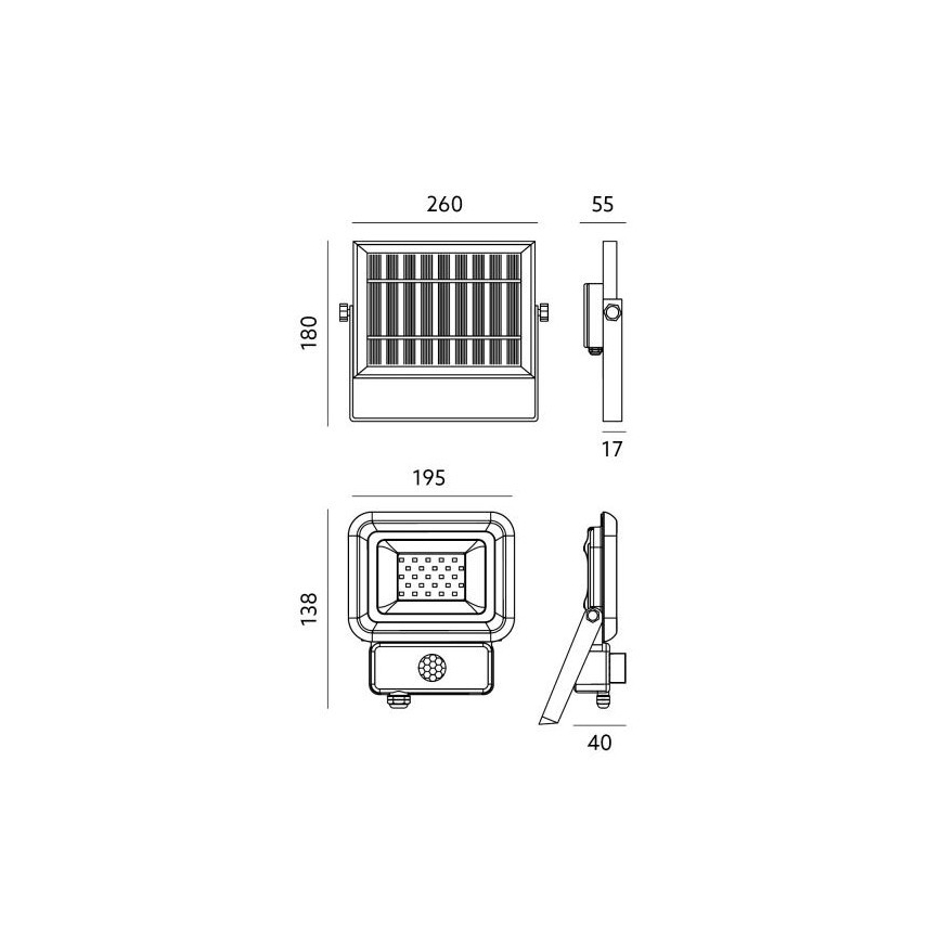 LED Āra saules enerģijas prožektors ar sensoru LED/20W/3,7V 6500K IP65 4400 mAh