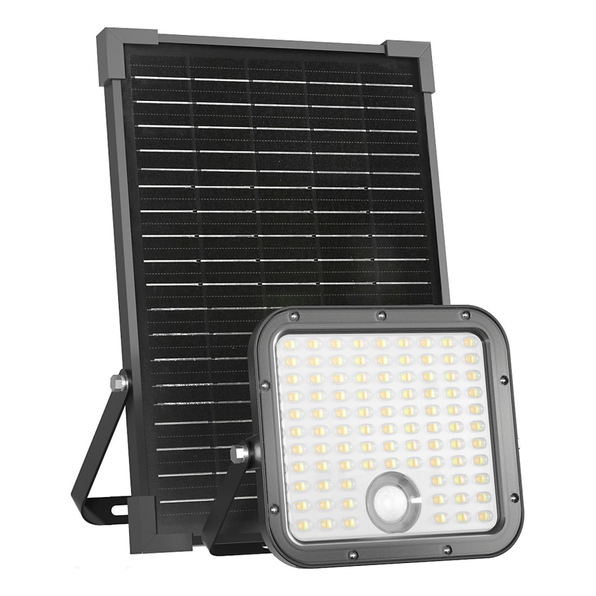 LED Āra saules enerģijas prožektors ar sensoru LED/30W/6,4V IP65 3000/4000K 6000 mAh + tālvadības pults