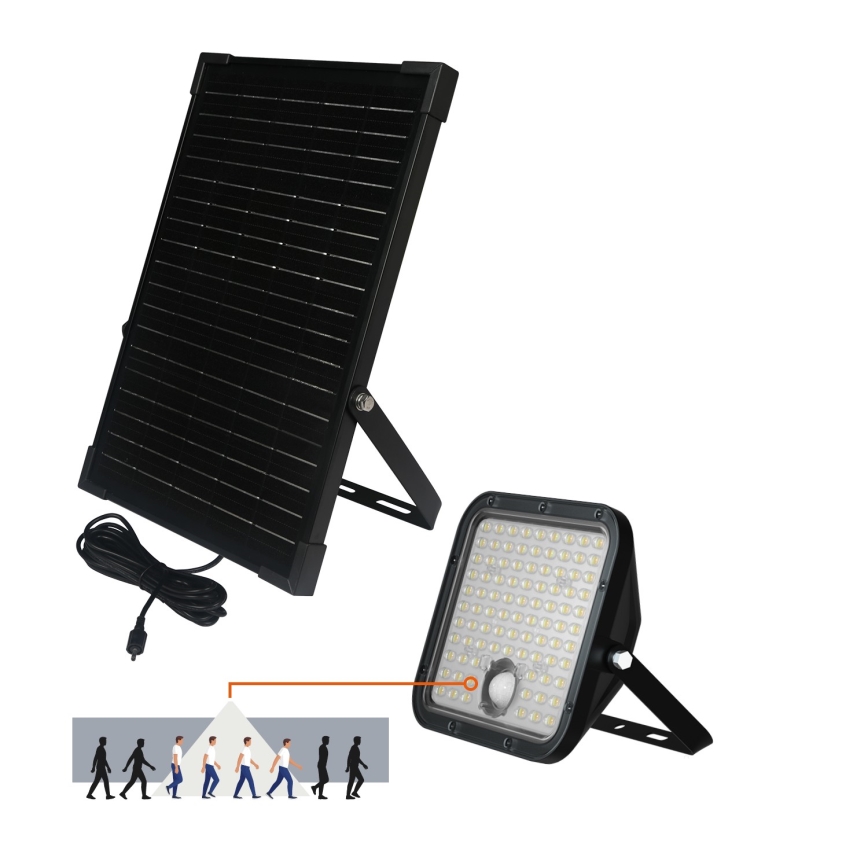 LED Āra saules enerģijas prožektors ar sensoru LED/30W/6,4V IP65 3000/4000K 6000 mAh + tālvadības pults