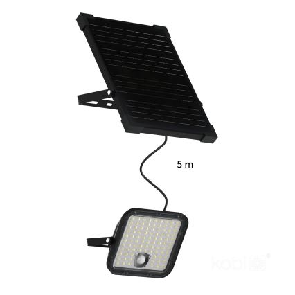 LED Āra saules enerģijas prožektors ar sensoru LED/30W/6,4V IP65 3000/4000K 6000 mAh + tālvadības pults