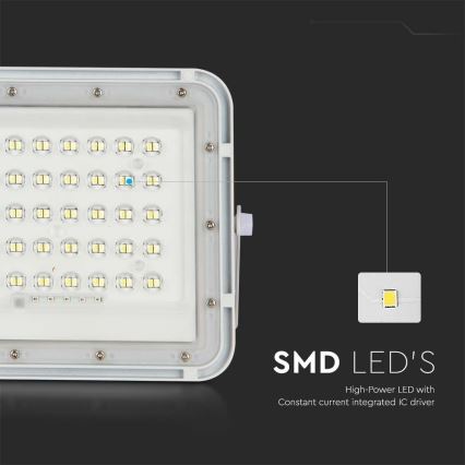 LED Āra aptumšojama saules enerģijas Prožektors LED/10W/3,2V IP65 4000K 6000 mAh balta + tālvadības pults