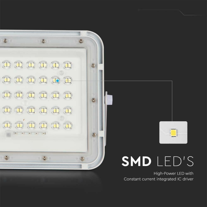 LED Āra aptumšojama saules enerģijas Prožektors LED/10W/3,2V IP65 4000K 6000 mAh balta + tālvadības pults