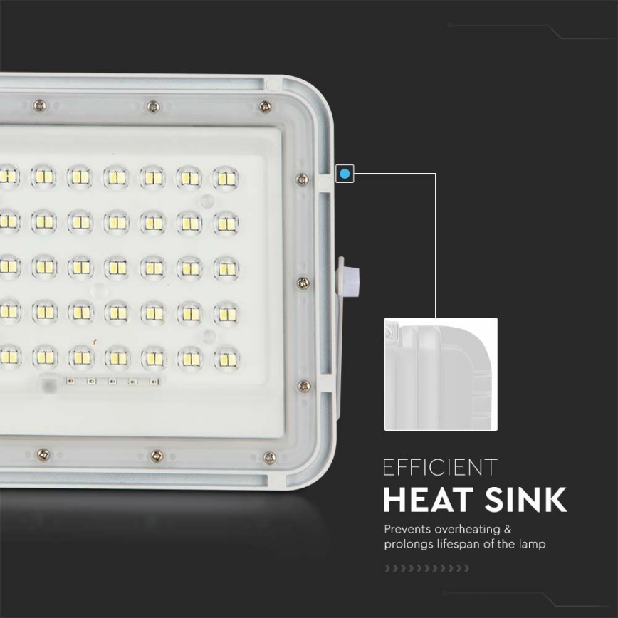 LED Āra aptumšojama saules enerģijas Prožektors LED/10W/3,2V IP65 4000K 6000 mAh balta + tālvadības pults