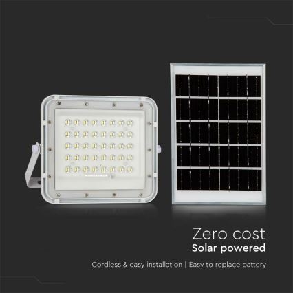 LED Āra aptumšojama saules enerģijas Prožektors LED/10W/3,2V IP65 4000K 6000 mAh balta + tālvadības pults