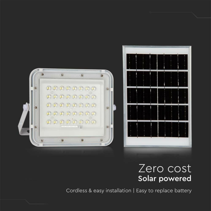 LED Āra aptumšojama saules enerģijas Prožektors LED/10W/3,2V IP65 4000K 6000 mAh balta + tālvadības pults