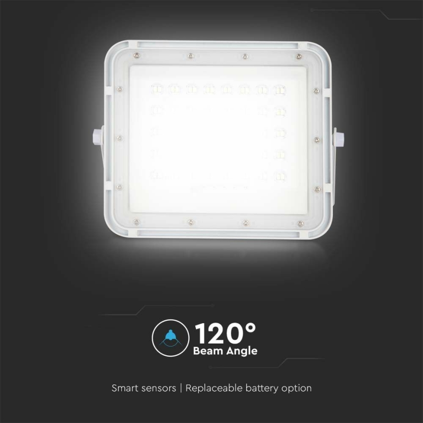 LED Āra aptumšojama saules enerģijas Prožektors LED/10W/3,2V IP65 4000K 6000 mAh balta + tālvadības pults