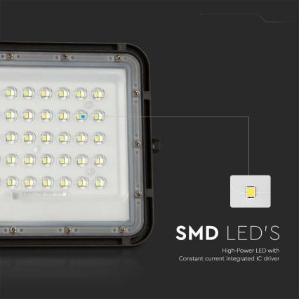 LED Āra aptumšojama saules enerģijas Prožektors LED/10W/3,2V IP65 4000K 6000 mAh melna + tālvadības pults