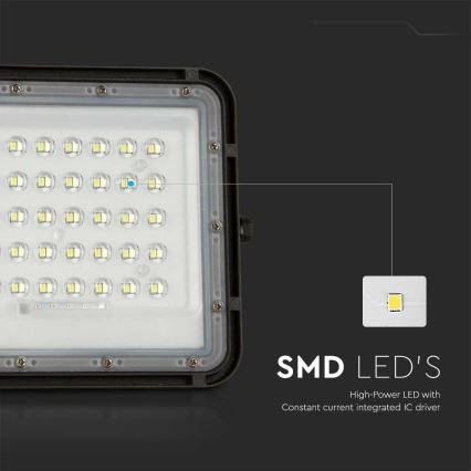 LED Āra aptumšojama saules enerģijas prožektors LED/10W/3,2V IP65 4000K melna + tālvadības pults