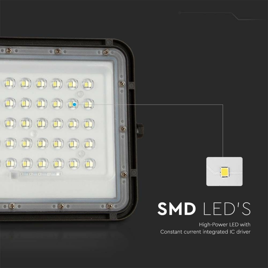 LED Āra aptumšojama saules enerģijas Prožektors LED/10W/3,2V IP65 4000K 6000 mAh melna + tālvadības pults