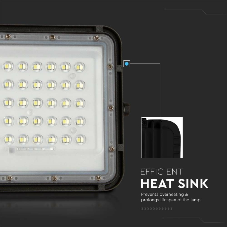 LED Āra aptumšojama saules enerģijas Prožektors LED/10W/3,2V IP65 4000K 6000 mAh melna + tālvadības pults