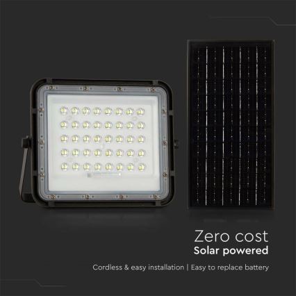 LED Āra aptumšojama saules enerģijas Prožektors LED/10W/3,2V IP65 4000K 6000 mAh melna + tālvadības pults