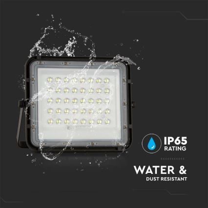 LED Āra aptumšojama saules enerģijas prožektors LED/10W/3,2V IP65 4000K melna + tālvadības pults