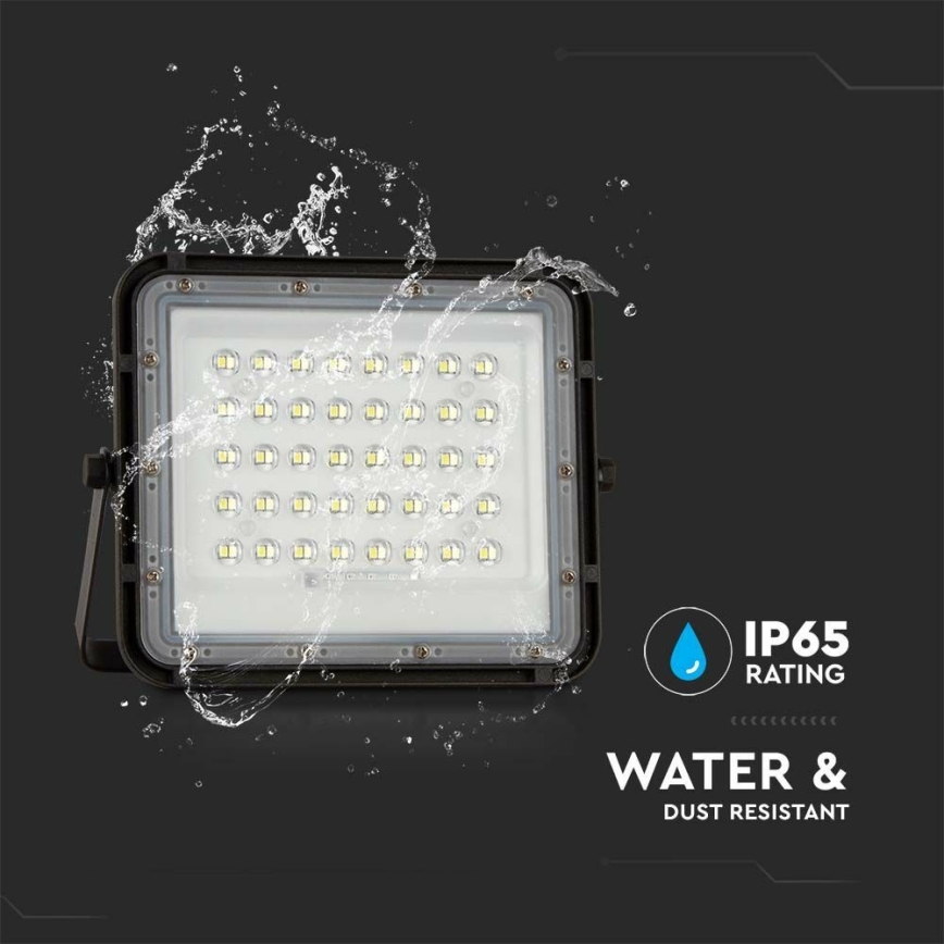 LED Āra aptumšojama saules enerģijas Prožektors LED/10W/3,2V IP65 4000K 6000 mAh melna + tālvadības pults