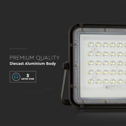 LED Āra aptumšojama saules enerģijas Prožektors LED/10W/3,2V IP65 4000K 6000 mAh melna + tālvadības pults
