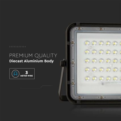 LED Āra aptumšojama saules enerģijas prožektors LED/10W/3,2V IP65 4000K melna + tālvadības pults