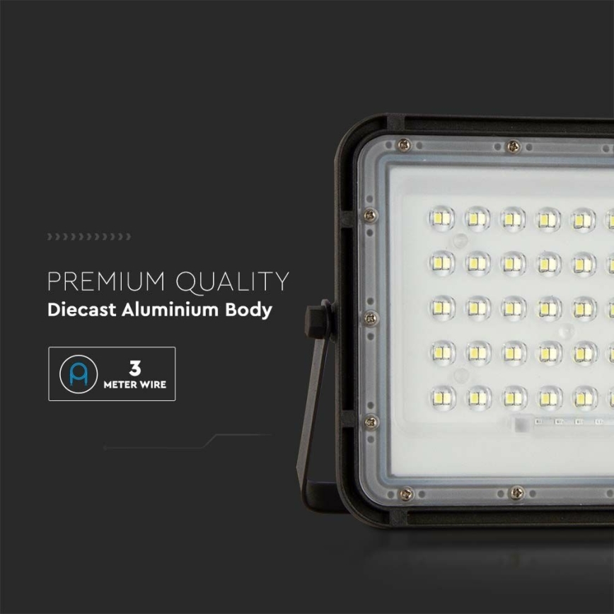 LED Āra aptumšojama saules enerģijas Prožektors LED/10W/3,2V IP65 4000K 6000 mAh melna + tālvadības pults