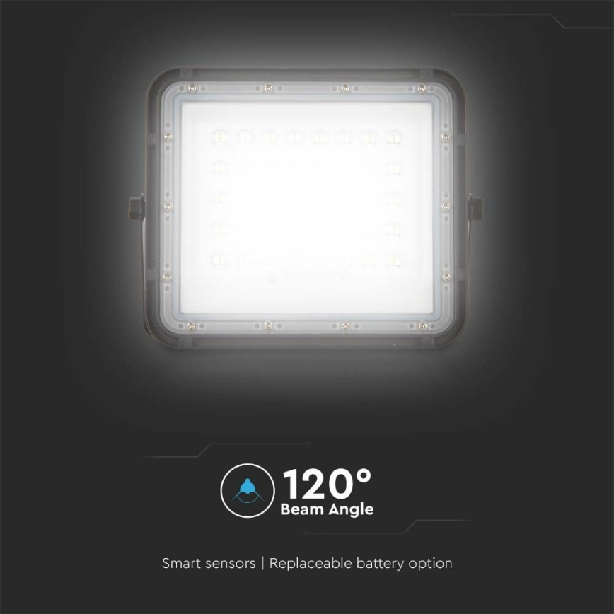 LED Āra aptumšojama saules enerģijas Prožektors LED/10W/3,2V IP65 4000K 6000 mAh melna + tālvadības pults
