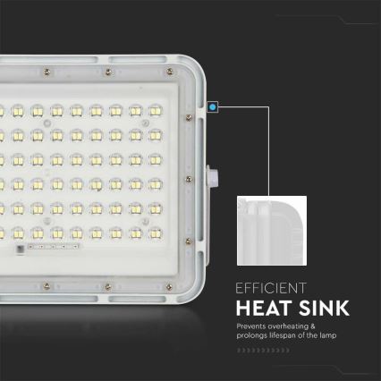 LED Āra aptumšojama saules enerģijas Prožektors LED/15W/3,2V IP65 4000K 12000 mAh balta + tālvadības pults