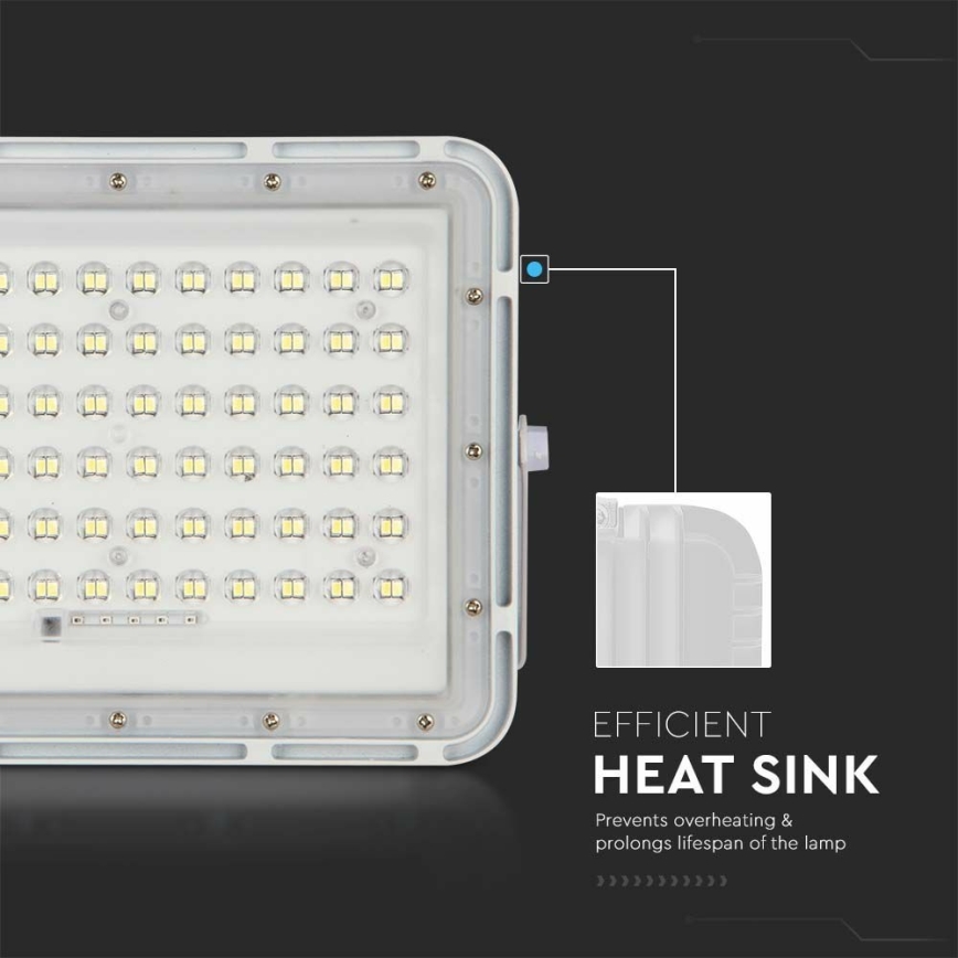 LED Āra aptumšojama saules enerģijas Prožektors LED/15W/3,2V IP65 4000K 12000 mAh balta + tālvadības pults