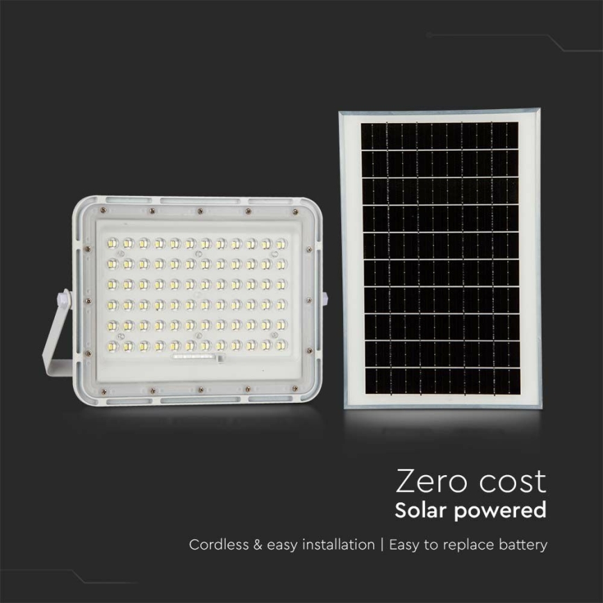 LED Āra aptumšojama saules enerģijas Prožektors LED/15W/3,2V IP65 4000K 12000 mAh balta + tālvadības pults