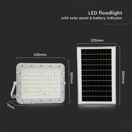 LED Āra aptumšojama saules enerģijas Prožektors LED/15W/3,2V IP65 4000K 12000 mAh balta + tālvadības pults