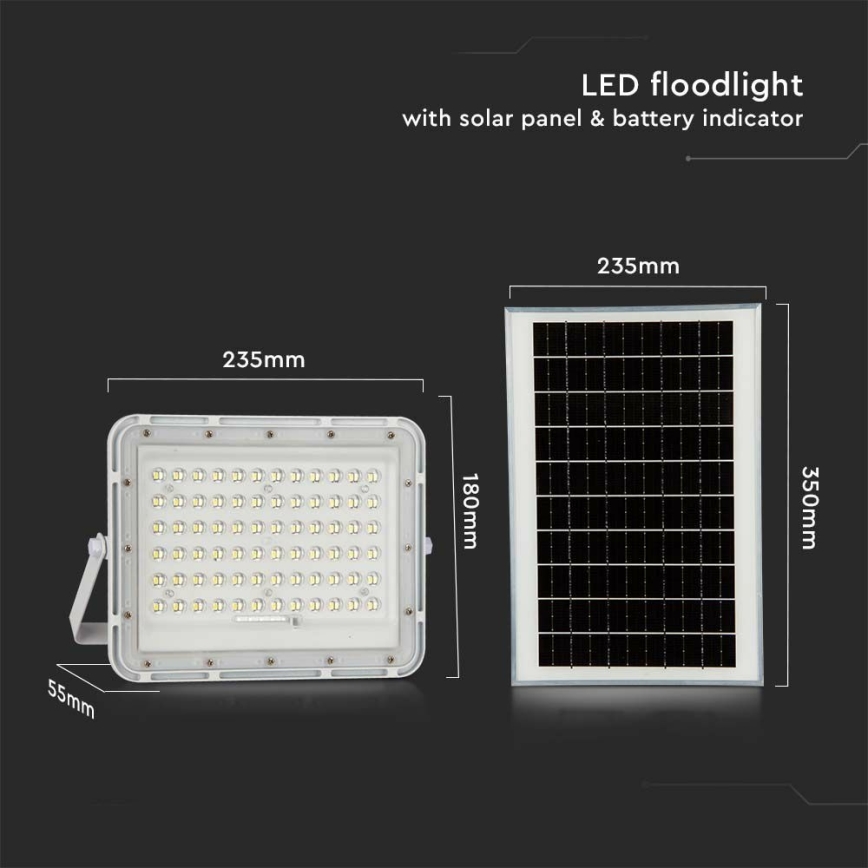 LED Āra aptumšojama saules enerģijas Prožektors LED/15W/3,2V IP65 6400K balta + tālvadības pults