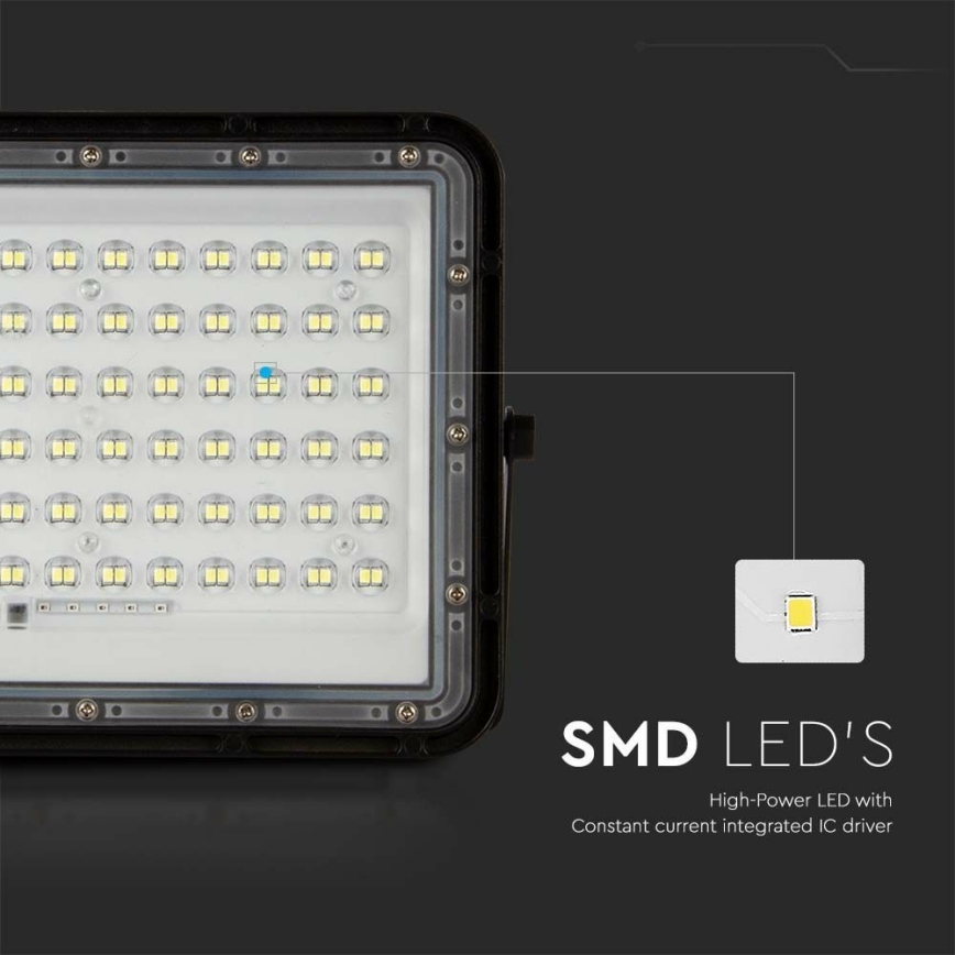 LED Āra aptumšojama saules enerģijas Prožektors LED/15W/3,2V IP65 6400K 12000 mAh melna + tālvadības pults