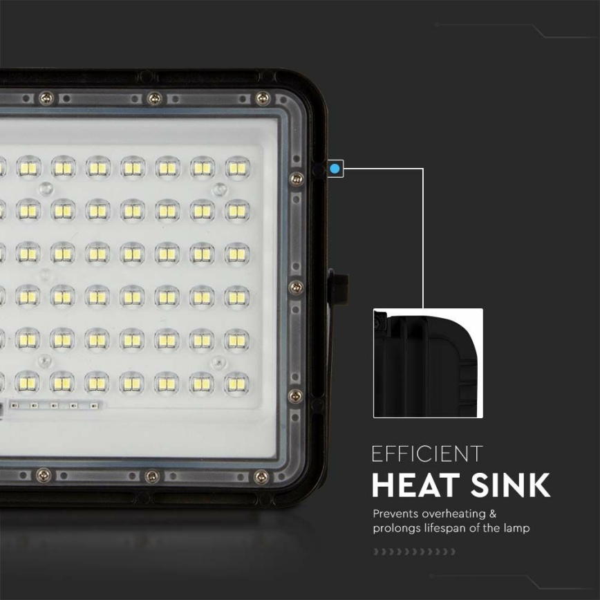 LED Āra aptumšojama saules enerģijas Prožektors LED/15W/3,2V IP65 6400K 12000 mAh melna + tālvadības pults